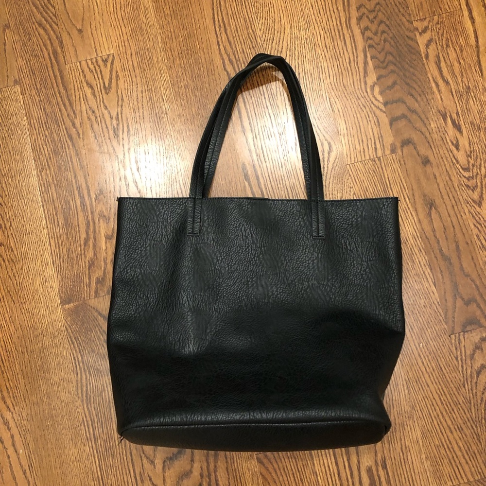 Black Vegan Leather Tote